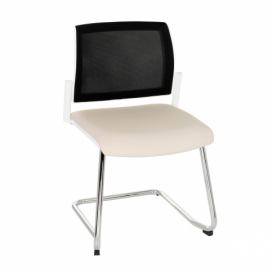 Konferenčná stolička Steny V Net - krémová / čierna / biela / chróm