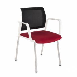 NABBI Steny Net Arm konferenčná stolička s podrúčkami červená / čierna / biela / chróm