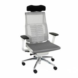 Kancelárska stolička s podrúčkami Primus WS - sivá / biela / chróm