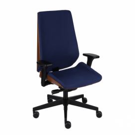 Kancelárska stolička s podrúčkami Munos Wood - tmavomodrá / svetlý orech / čierna