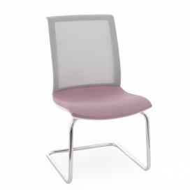 Konferenčná stolička Libon V WS - staroružová / sivá / biela / chróm