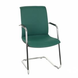 Konferenčná stolička s podrúčkami Libon V BT Arm - tmavozelená / čierna / chróm