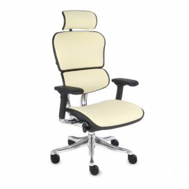 Kancelárska stolička s podrúčkami Efuso LE - krémová / čierna / chróm