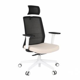Kancelárska stolička s podrúčkami Cupra WS HD - krémová / čierna / biela