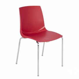 Stohovateľná stolička Adon - červená / chróm