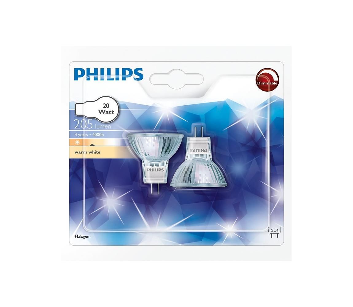 Philips SADA 2x Priemyselná žiarovka Philips HALOGEN GU4/20W/12V 3000K  - Svet-svietidiel.sk