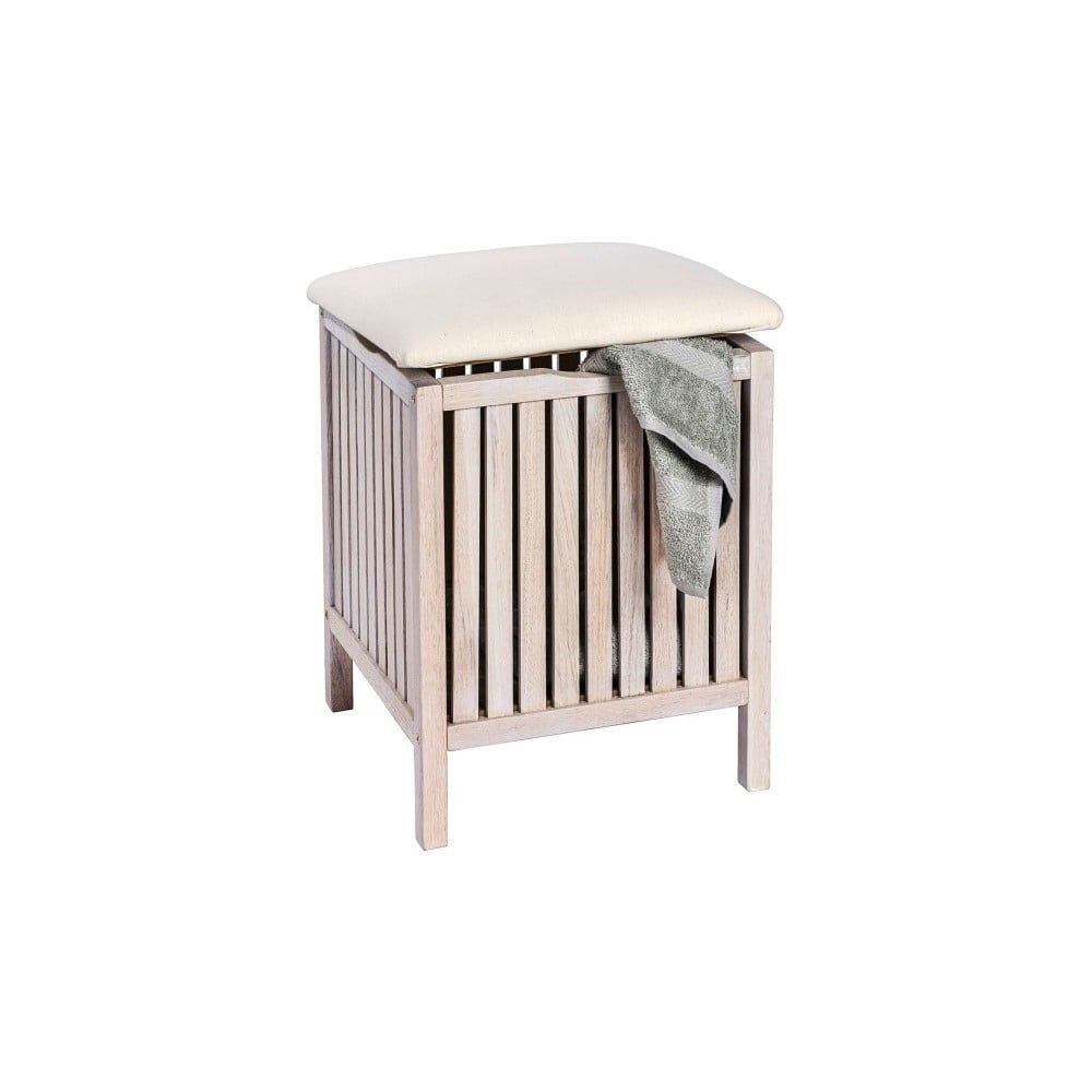 Biela kúpeľňová stolička s úložným priestorom z orechového dreva Wenko Norway - Bonami.sk