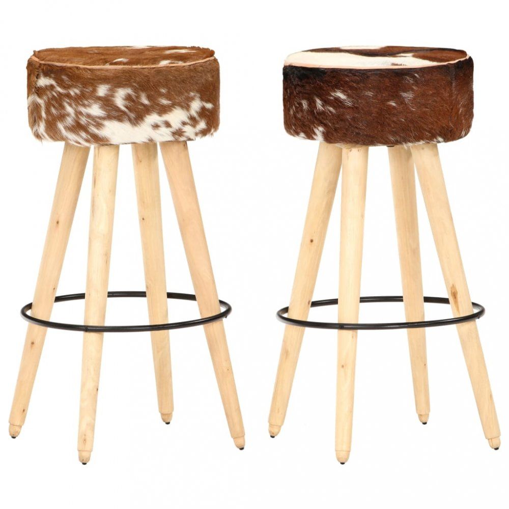 Barové stoličky 2 ks drevo / pravá koža Dekorhome - dekorhome.sk