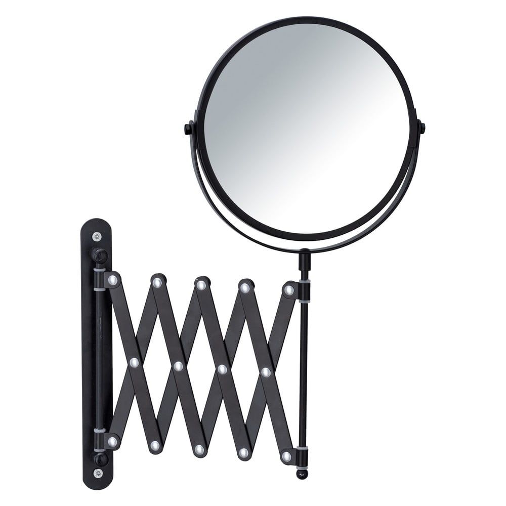 Čierne nástenné kozmetické zrkadlo s teleskopickým držiakom Wenko Exclusive - Bonami.sk
