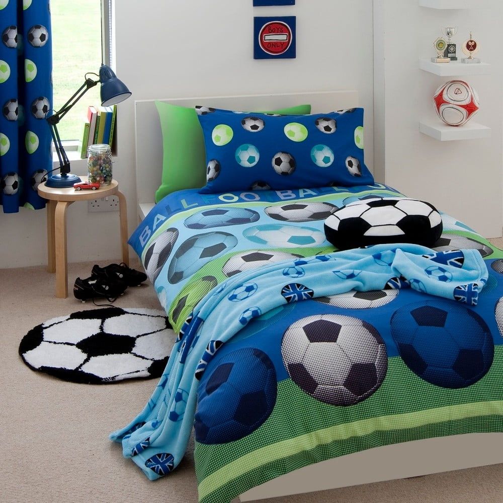 Detské modré obliečky Catherine Lansfield Football, 135 × 200 cm - Bonami.sk