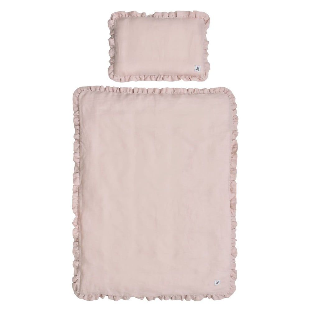 Ružové detské ľanové obliečky BELLAMY Dusty Pink, 100 × 135 cm - Bonami.sk