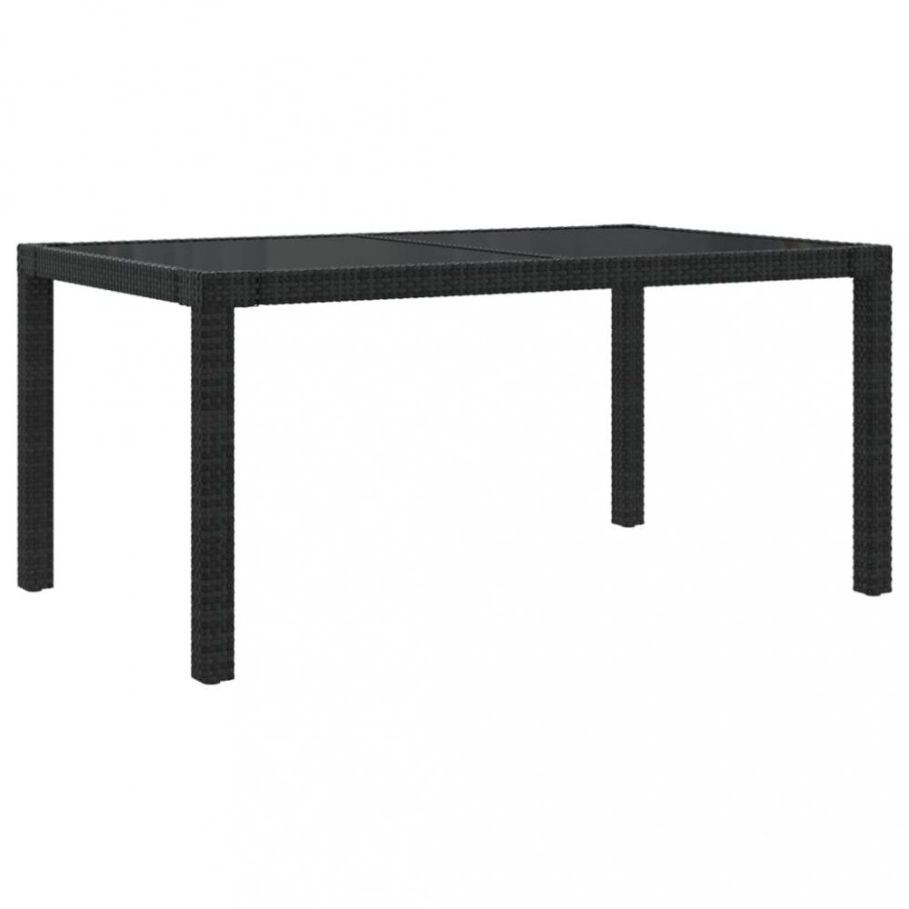 Záhradný stôl 150x90x75 cm sklo / polyratan Dekorhome Čierna - dekorhome.sk