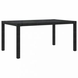 Záhradný stôl 150x90x75 cm sklo / polyratan Dekorhome Čierna