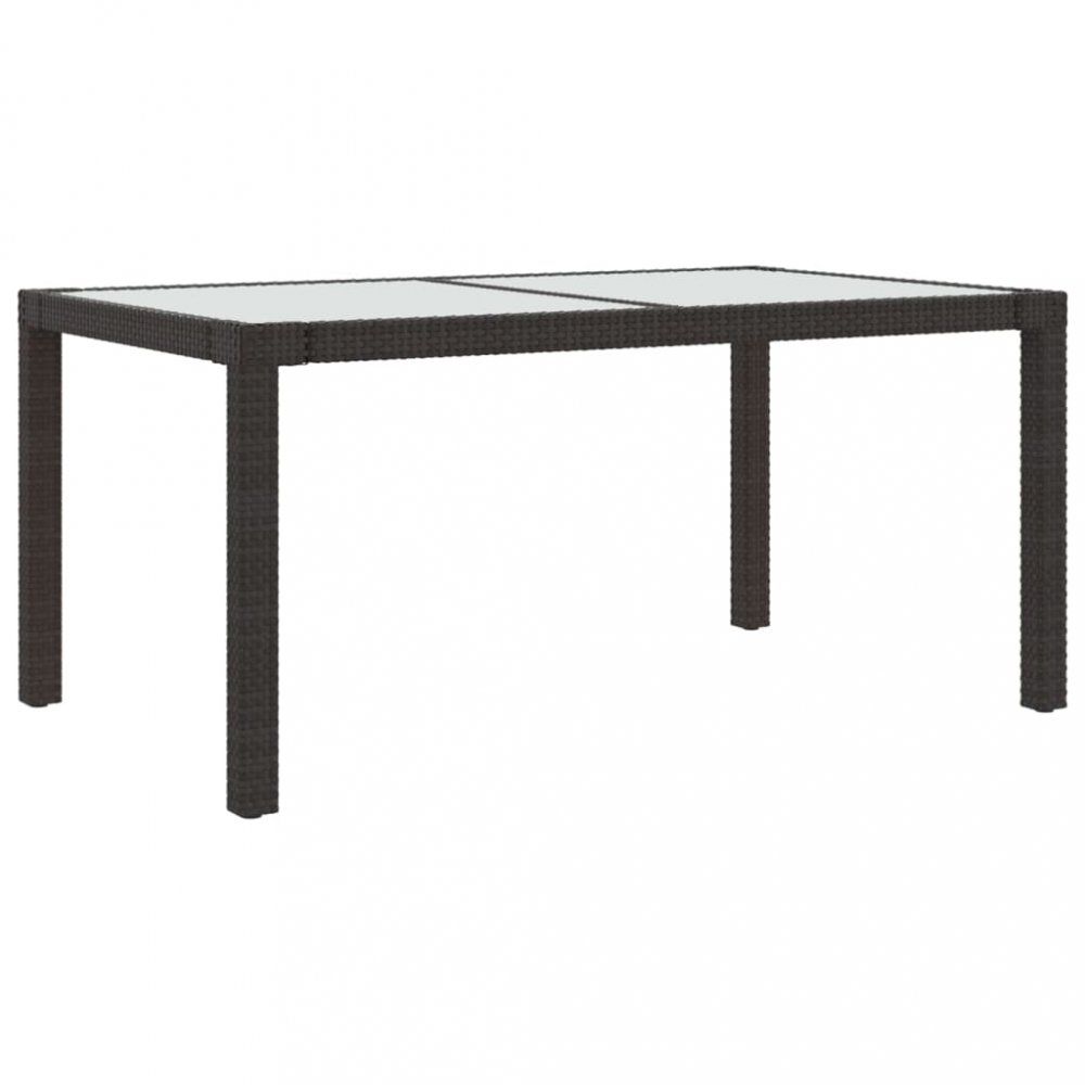 Záhradný stôl 150x90x75 cm sklo / polyratan Dekorhome Hnedá / priehľadná - dekorhome.sk