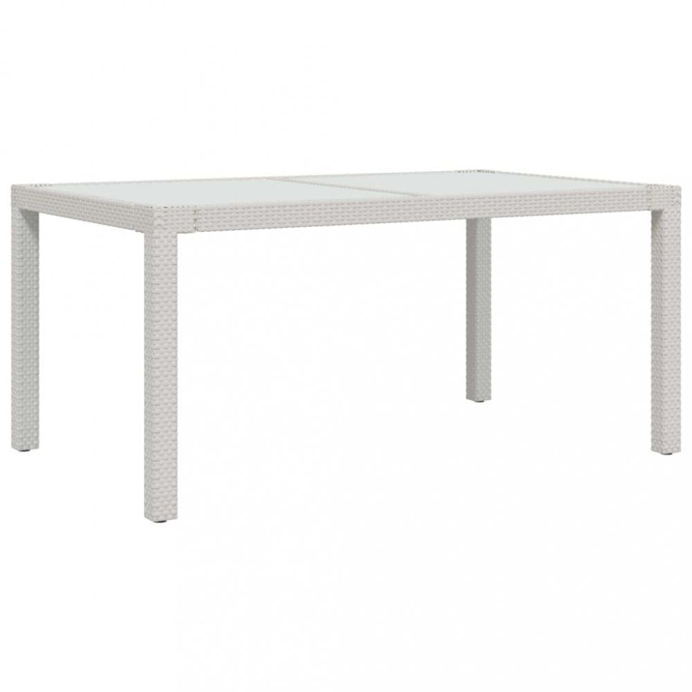 Záhradný stôl 150x90x75 cm sklo / polyratan Dekorhome Biela / priehľadná - dekorhome.sk