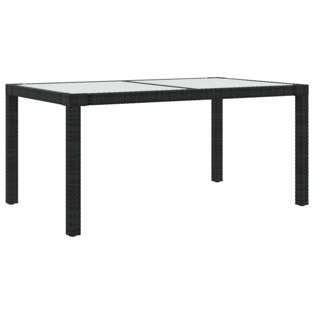 Záhradný stôl 150x90x75 cm sklo / polyratan Dekorhome Čierna / priehľadná - dekorhome.sk