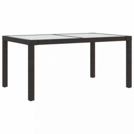 Záhradný stôl 150x90x75 cm sklo / polyratan Dekorhome Hnedá / priehľadná