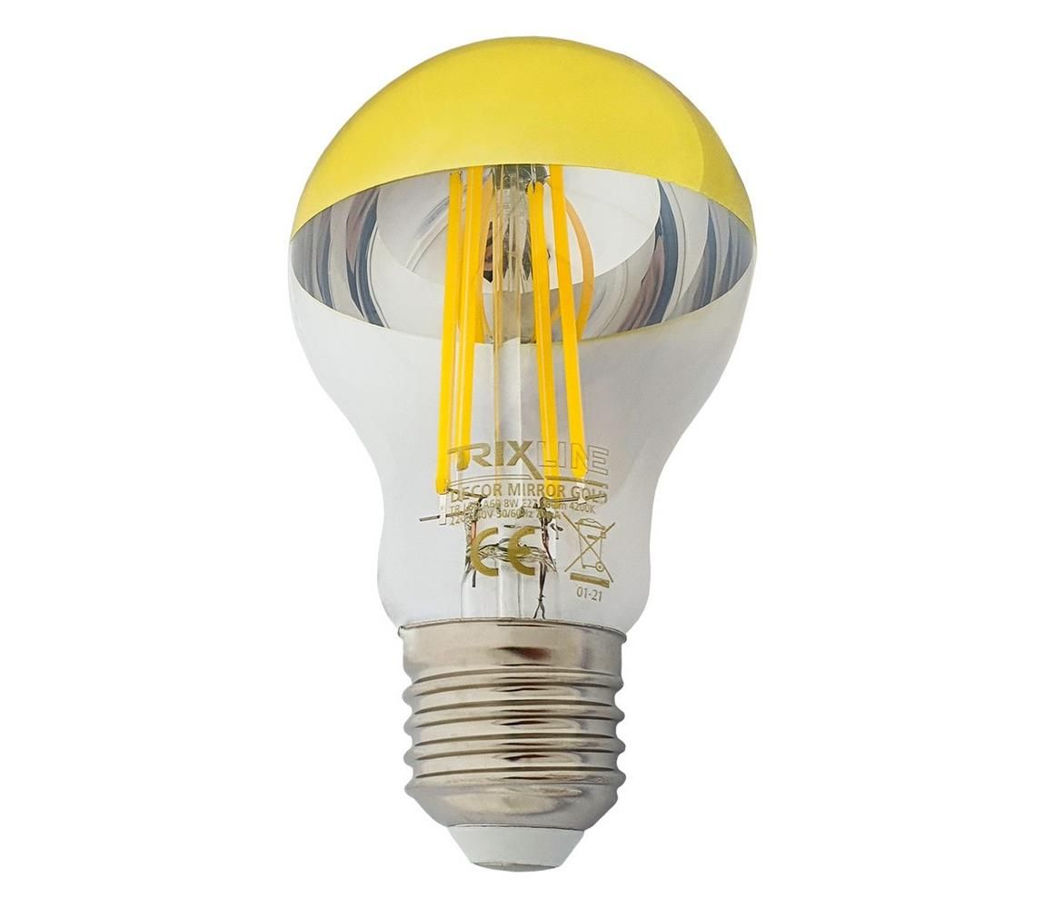  LED Žiarovka so zrkadlovým vrchlíkom DECOR MIRROR A60 E27/8W/230V 4200K zlatá  - Svet-svietidiel.sk