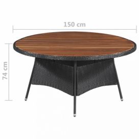 Záhradný stôl polyratan / akácia Dekorhome 150 cm