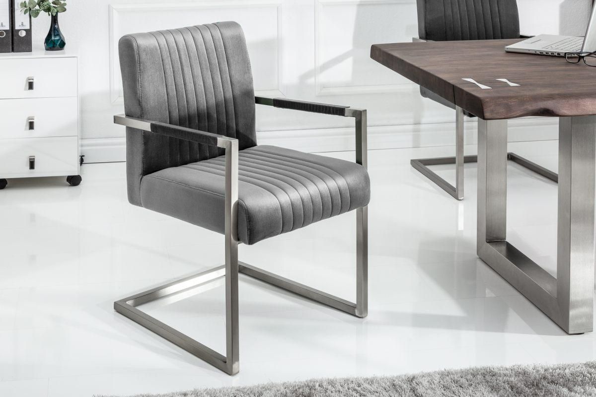 LuxD 21544 Konzolová stolička Boss, sivý zamat - ESTILOFINA.SK