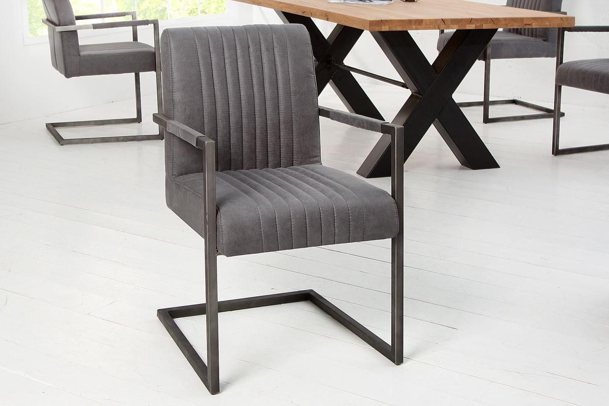 LuxD 21296 Konzolová stolička Boss s podrúčkami, vintage sivá - ESTILOFINA.SK