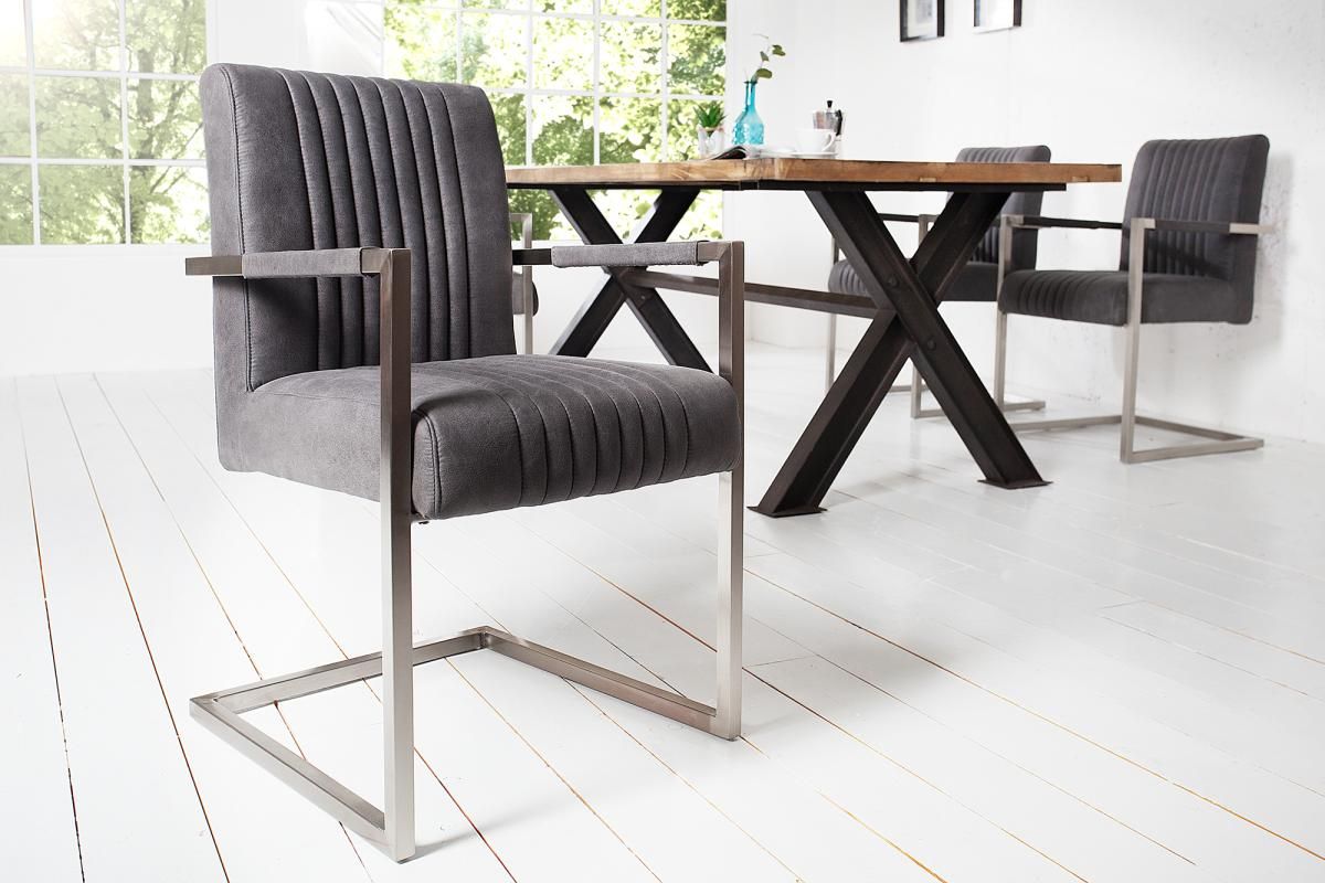 LuxD 21100 Konzolová stolička Boss s podrúčkami, sivá antik - ESTILOFINA.SK