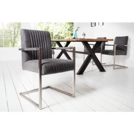 LuxD 21100 Konzolová stolička Boss s podrúčkami, sivá antik