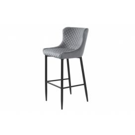 Furniria Dizajnová barová stolička Hallie sivý zamat