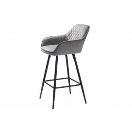 Furniria Dizajnová barová stolička Dana sivý zamat