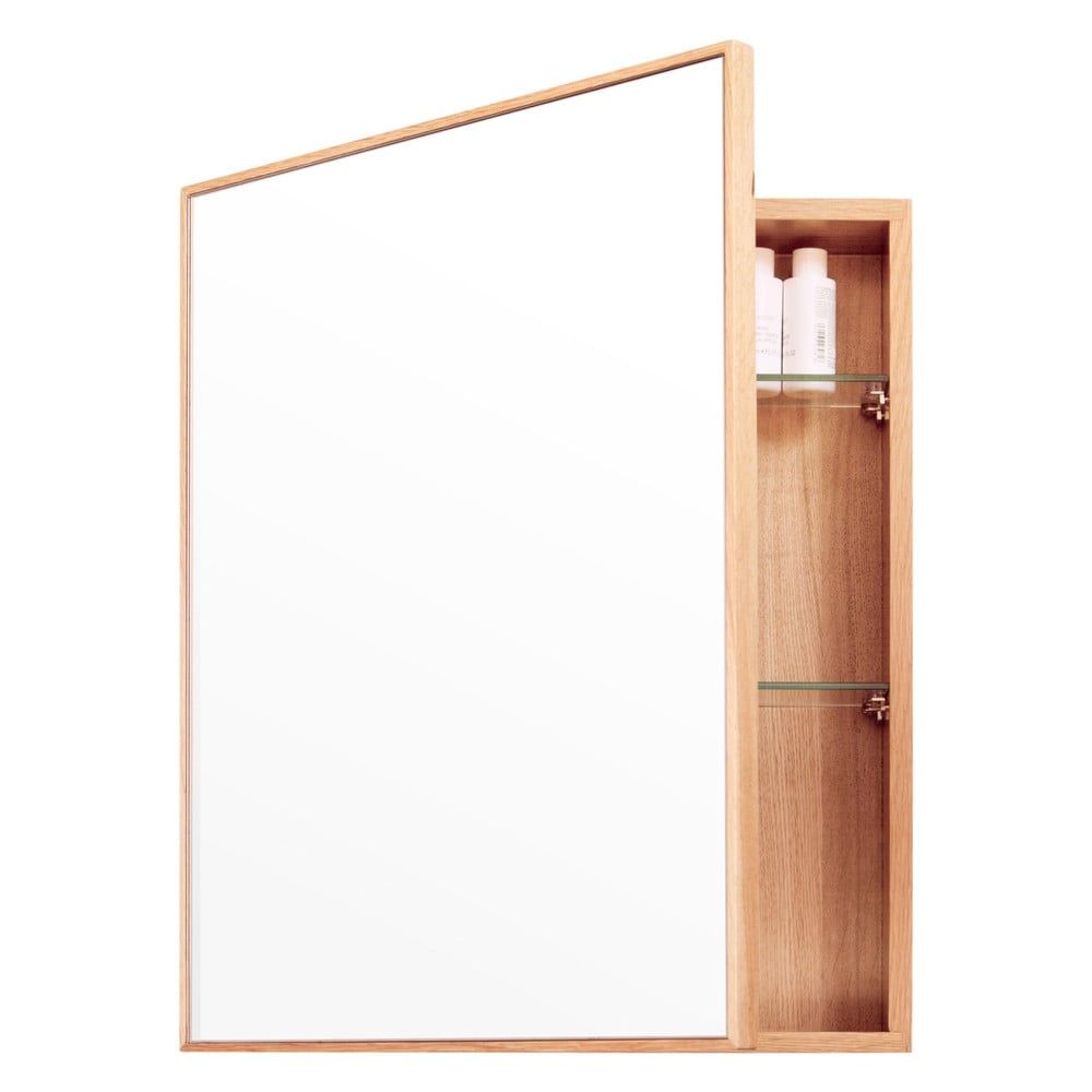 Nástenné zrkadlo s úložným priestorom z dubového dreva Mezza Wireworks, 45 × 55 cm - Bonami.sk