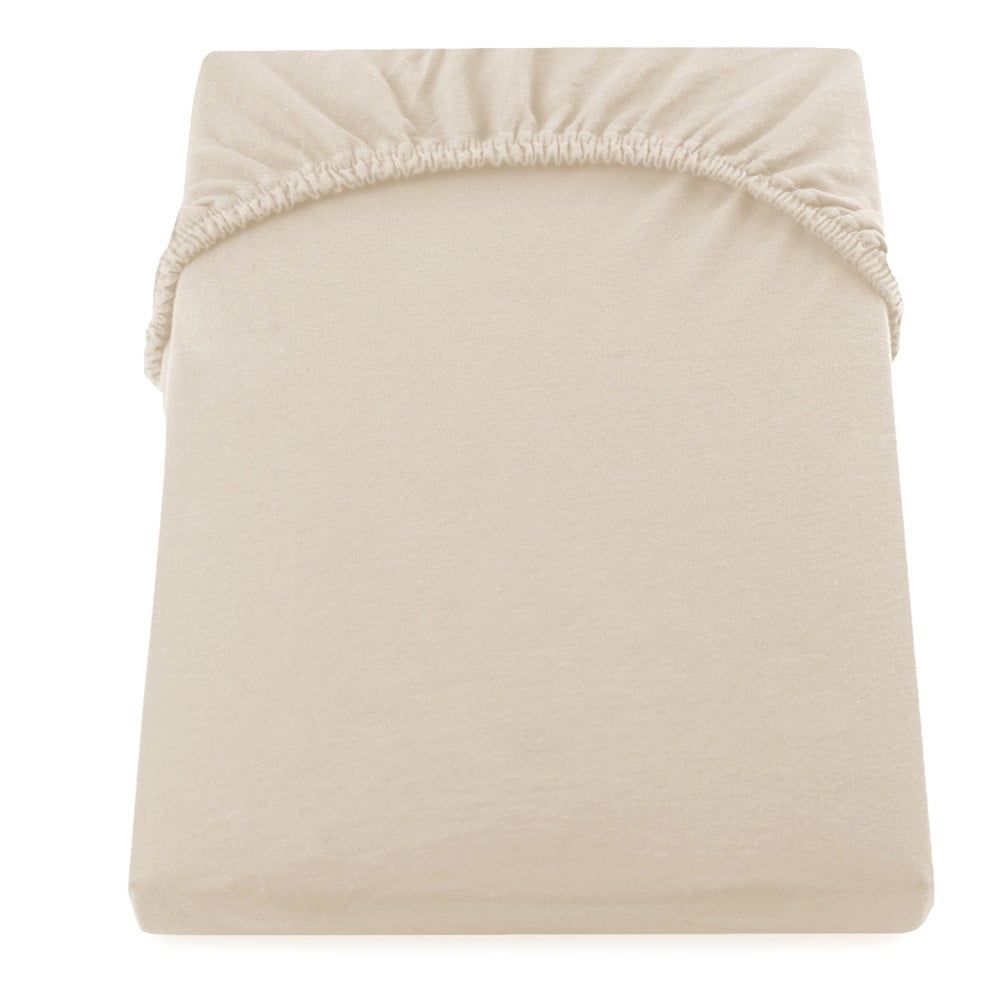 Béžová elastická bavlnená plachta DecoKing Amber Collection, 200 × 220 cm - Bonami.sk