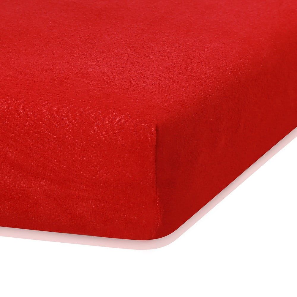 Červená elastická plachta s vysokým podielom bavlny AmeliaHome Ruby, 200 x 140-160 cm - Bonami.sk