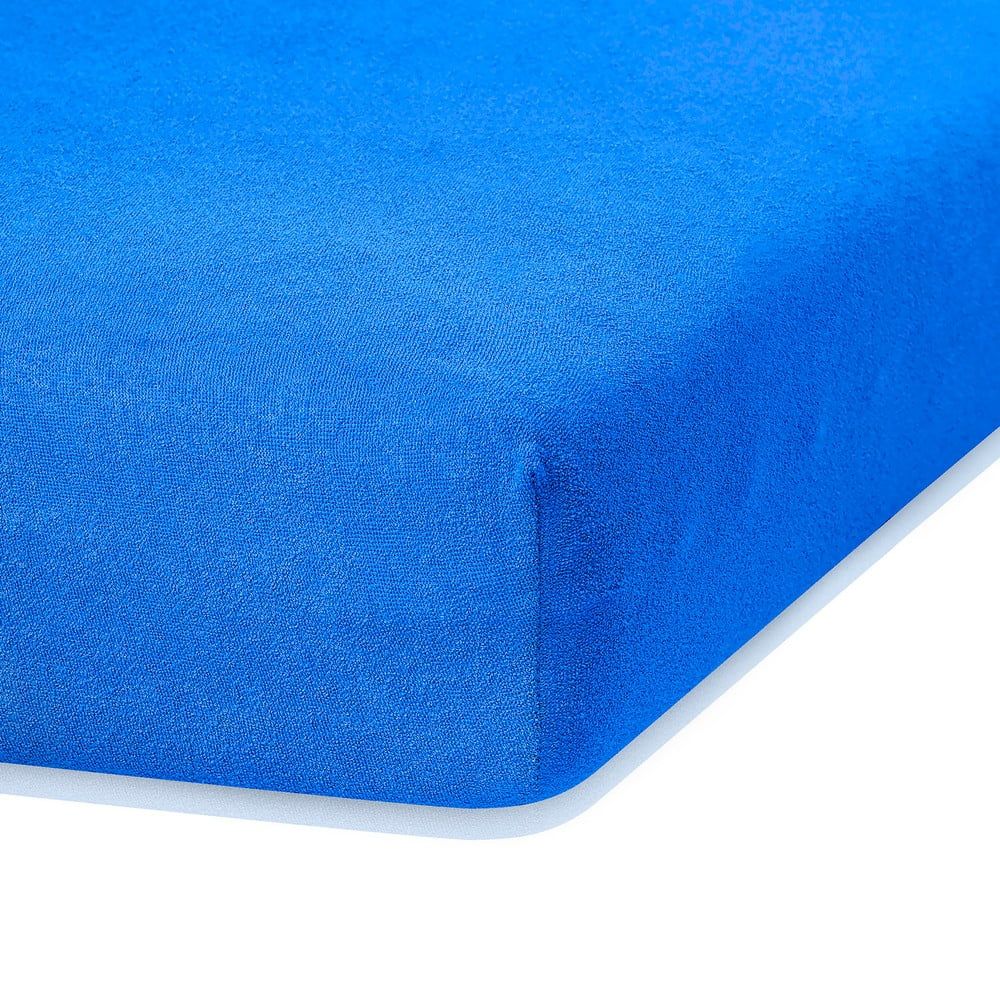 Modrá elastická plachta s vysokým podielom bavlny AmeliaHome Ruby, 200 x 80-90 cm - Bonami.sk