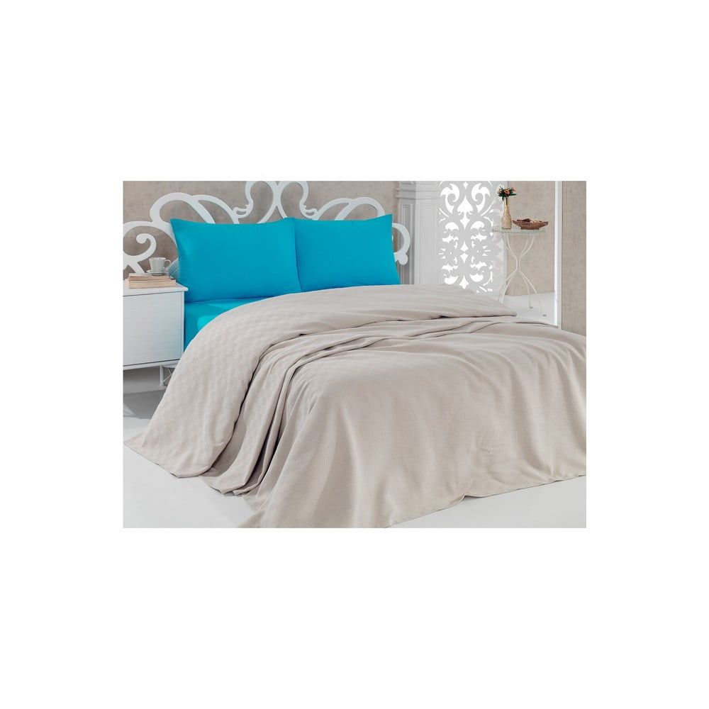 Bavlnená béžová prikrývka cez posteľ Pique Beige, 200 × 240 cm - Bonami.sk