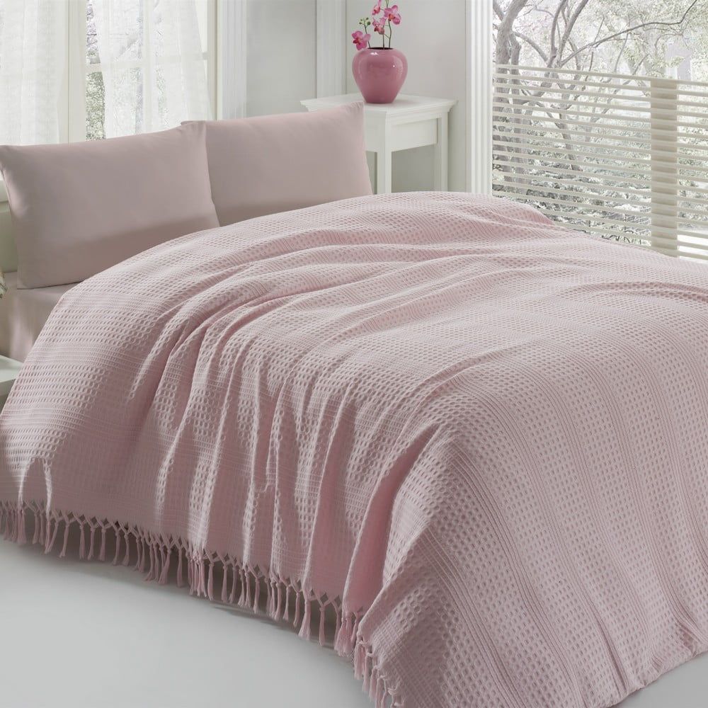 Ľahká bavlnená prikrývka cez posteľ Pique Powder, 220 × 240 cm - Bonami.sk
