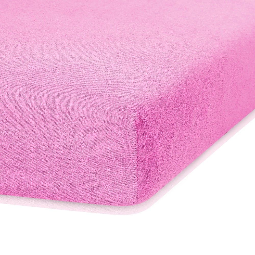 Ružová elastická plachta s vysokým podielom bavlny AmeliaHome Ruby, 200 x 160-180 cm - Bonami.sk