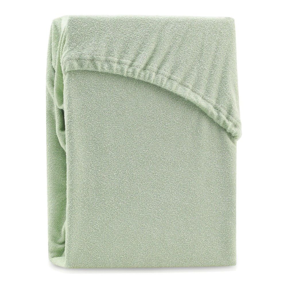 Zelená elastická elastická plachta na dvojlôžko AmeliaHome Ruby Olive Siesta, 220-240 x 220 cm - Bonami.sk