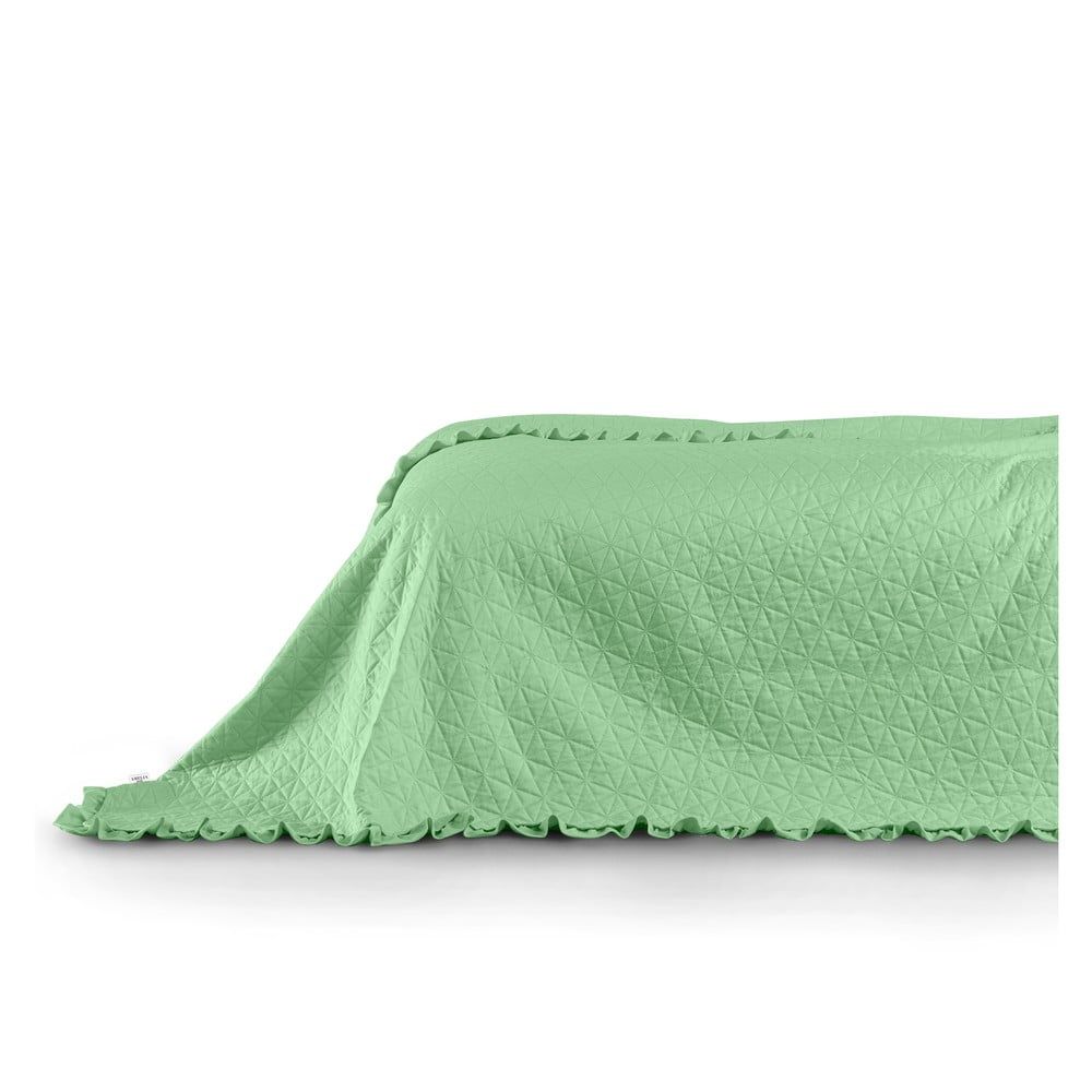 Zelený pléd cez posteľ AmeliaHome Tilia Mint, 220 x 240 cm - Bonami.sk
