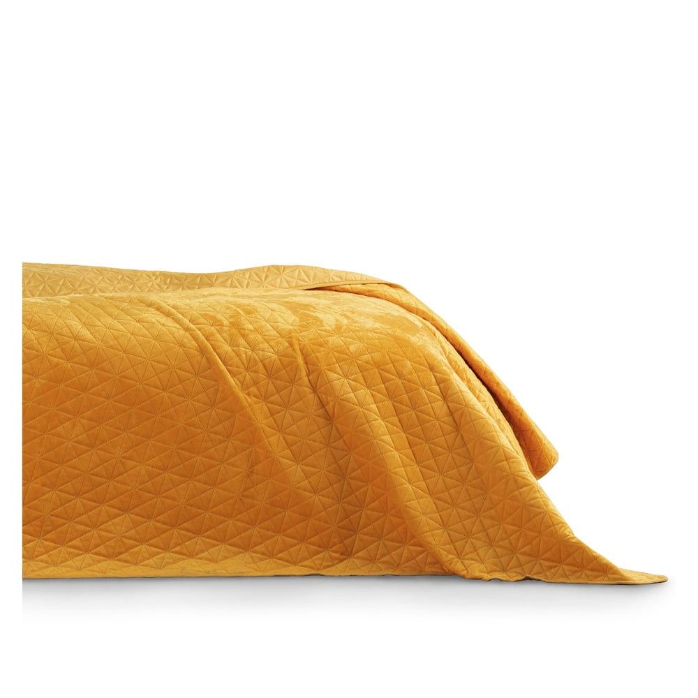 Žltý pléd cez posteľ AmeliaHome Laila Honey, 260 x 240 cm - Bonami.sk