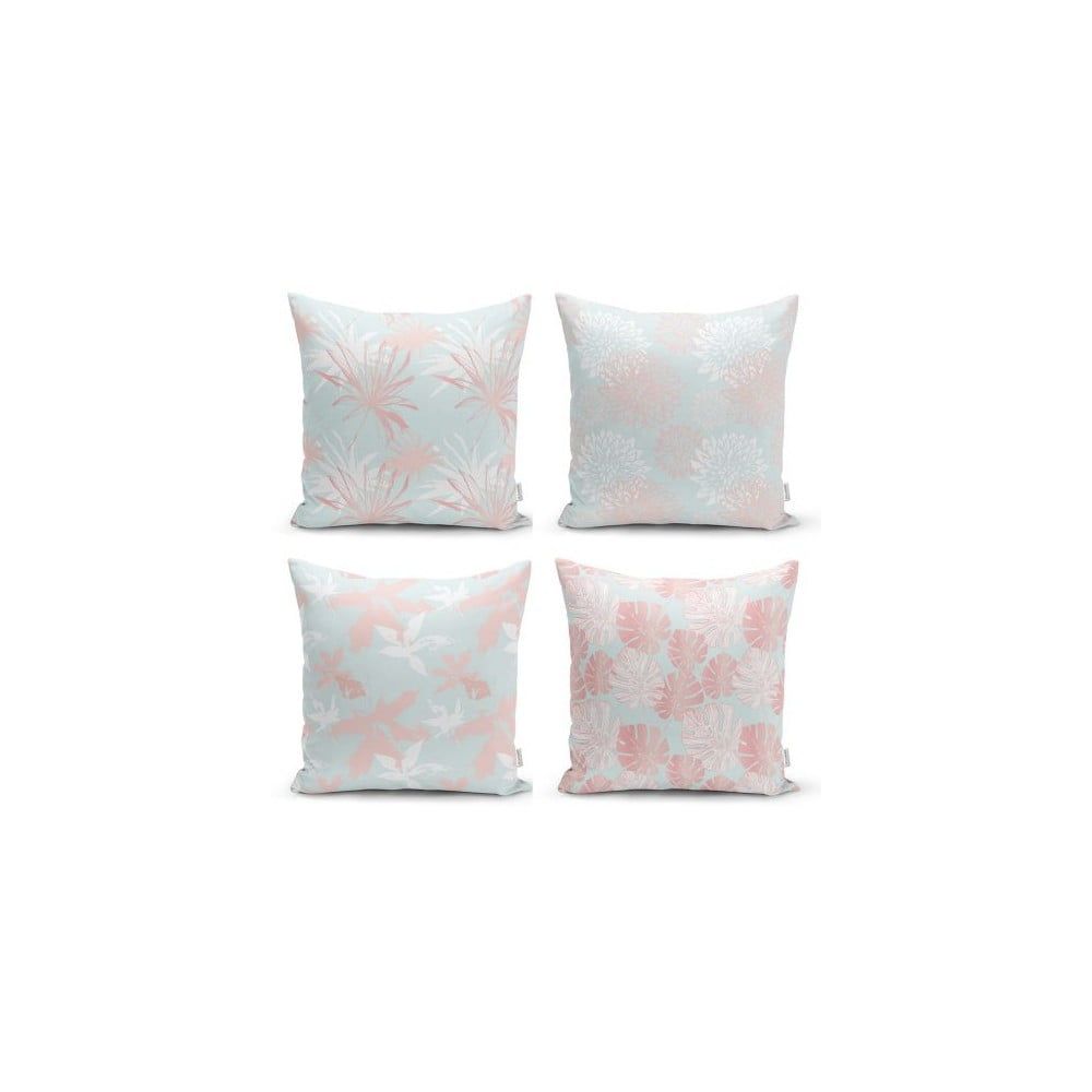 Súprava 4 dekoratívnych obliečok na vankúše Minimalist Cushion Covers Blue Leaves, 45 x 45 cm - Bonami.sk