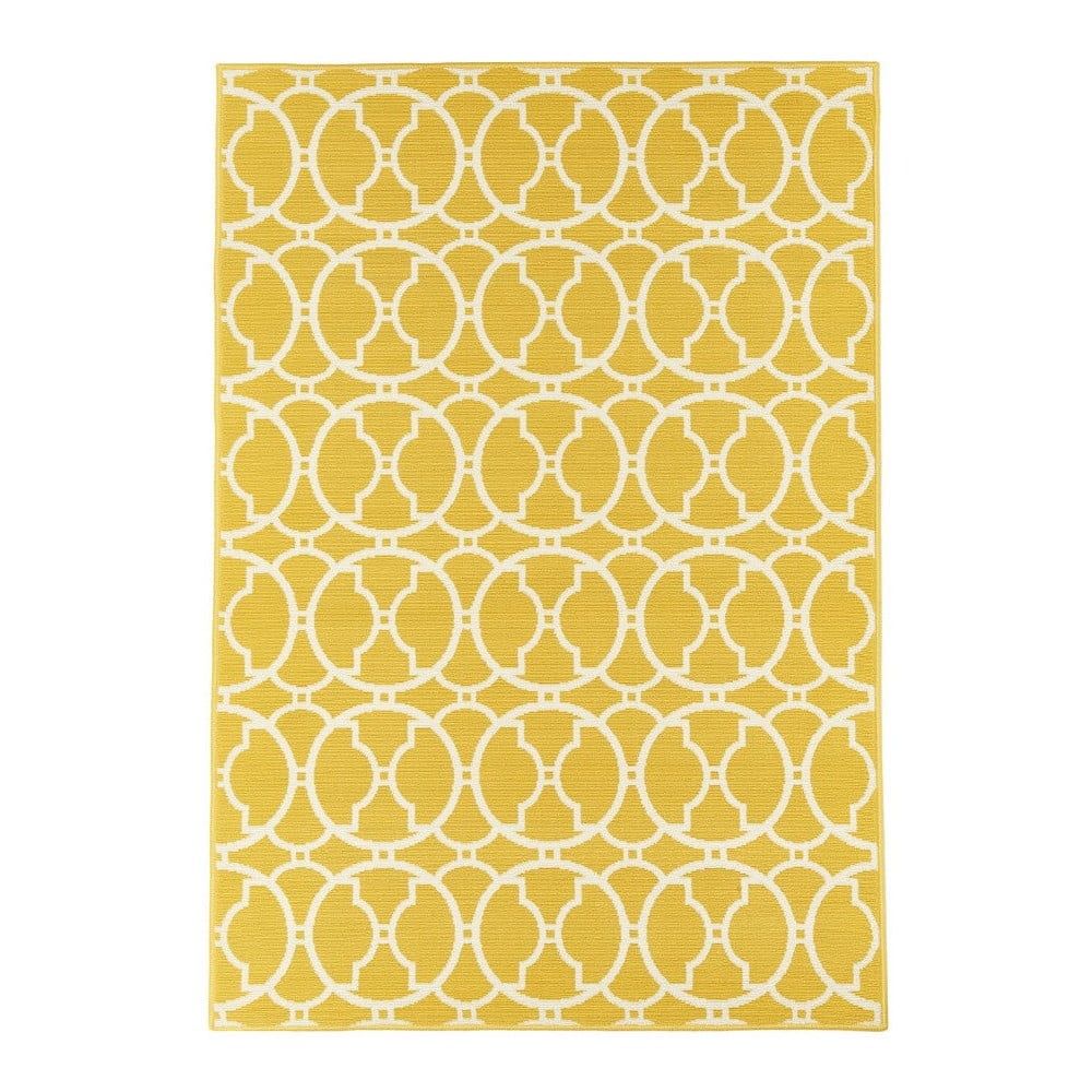 Žltý a umývateľný vonkajší koberec Interlaced, 133 × 190 cm - Bonami.sk