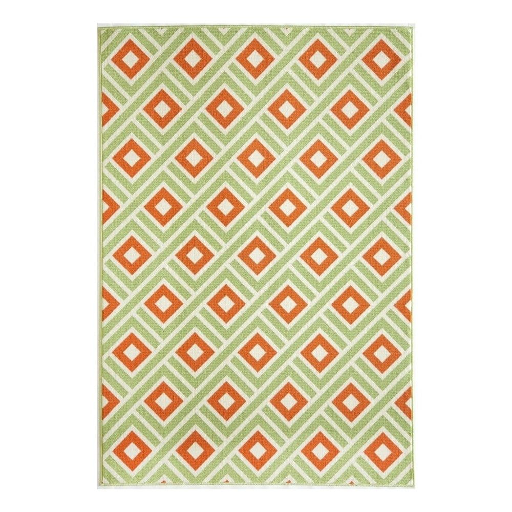 Oranžovo-zelený vonkajší koberec Floorita Greca Green, 133 × 190 cm - Bonami.sk