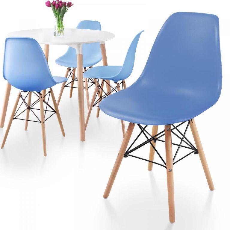 MIADOMODO sada jedálenských stoličiek, 4 kusy, modré - Kokiskashop.sk