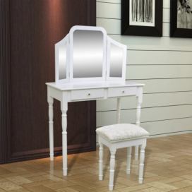 Toaletný stolík s taburetom 3v1 biela Dekorhome
