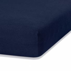 Námornícky modrá elastická plachta s vysokým podielom bavlny AmeliaHome Ruby, 200 x 80-90 cm