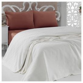Bavlnená ľahká prikrývka na posteľ Pique Cream, 200 × 240 cm