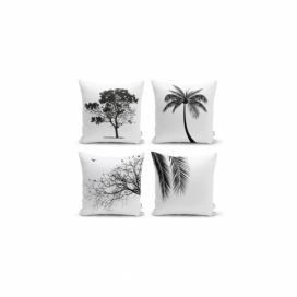 Súprava 4 dekoratívnych obliečok na vankúše Minimalist Cushion Covers Black and White, 45 x 45 cm