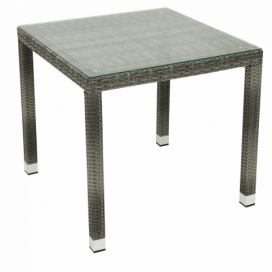 DEOKORK Záhradný ratanový stôl NAPOLI 80x80 cm (sivá)