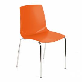 Stohovateľná stolička Adon - oranžová / chróm