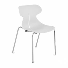 Stohovateľná stolička Mineta 4L - biela / chróm